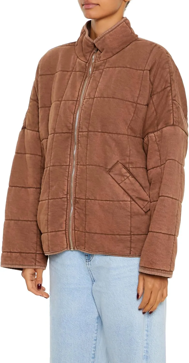 Forever 21 Women's Quilted Zip-up Jacket