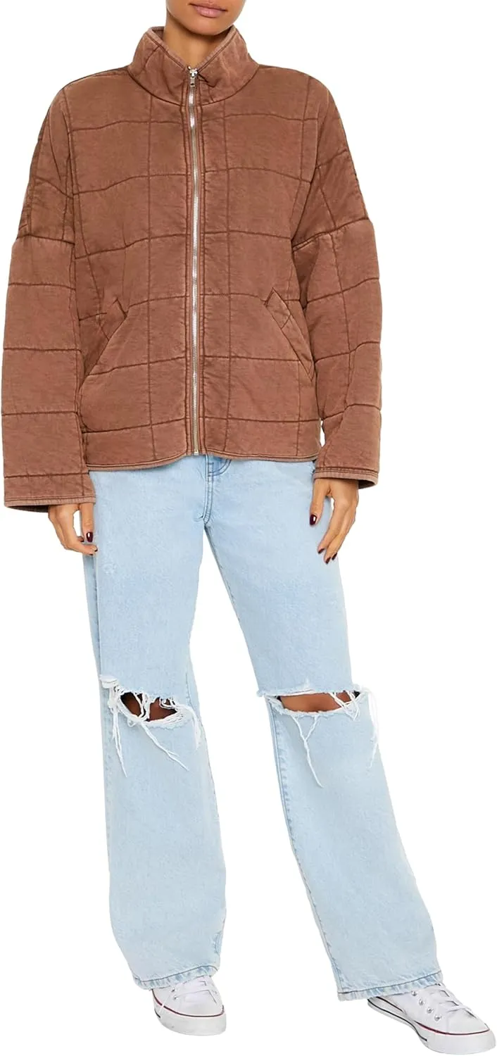 Forever 21 Women's Quilted Zip-up Jacket