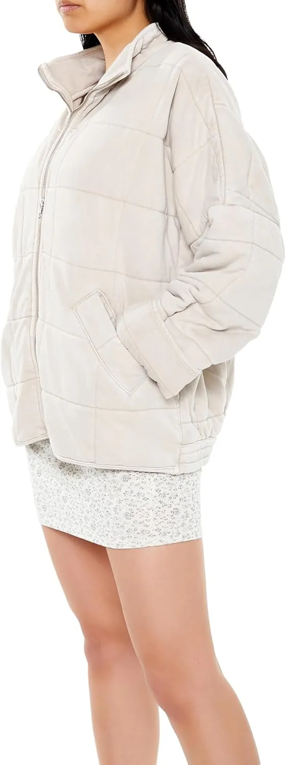Forever 21 Women's Quilted Zip-up Jacket