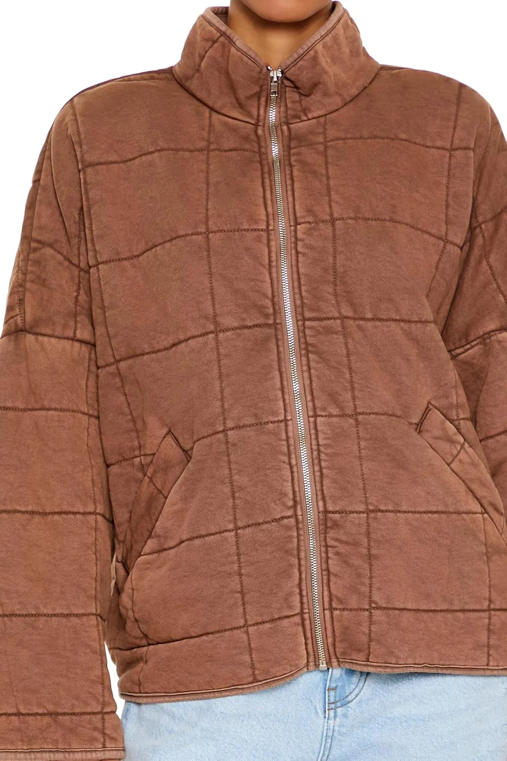 Forever 21 Women's Quilted Zip-up Jacket