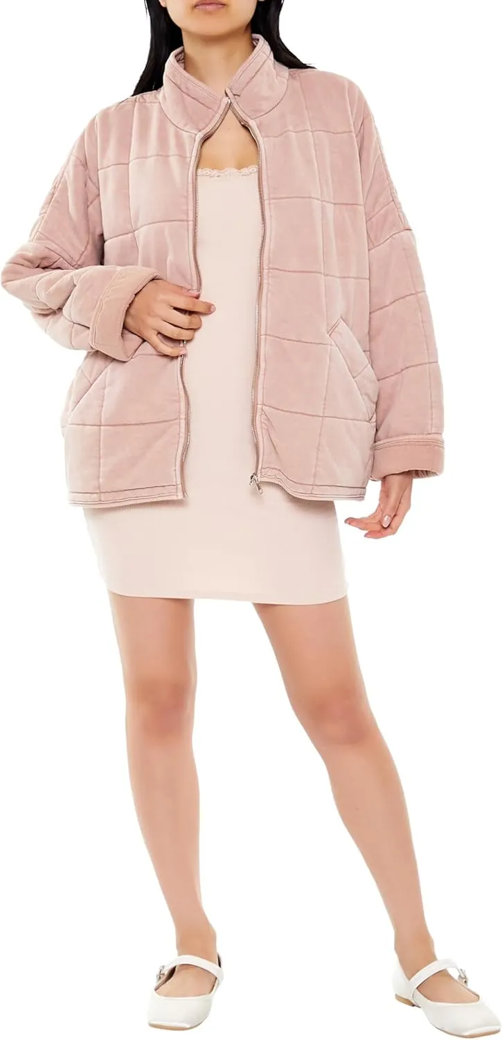 Forever 21 Women's Quilted Zip-up Jacket