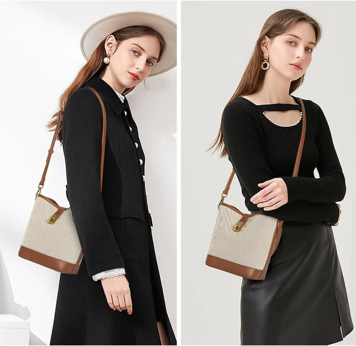 FOXLOVER Small Bucket Bag For Women Fashion Simplicity Crossbody Handbag Designer Shoulder Purse