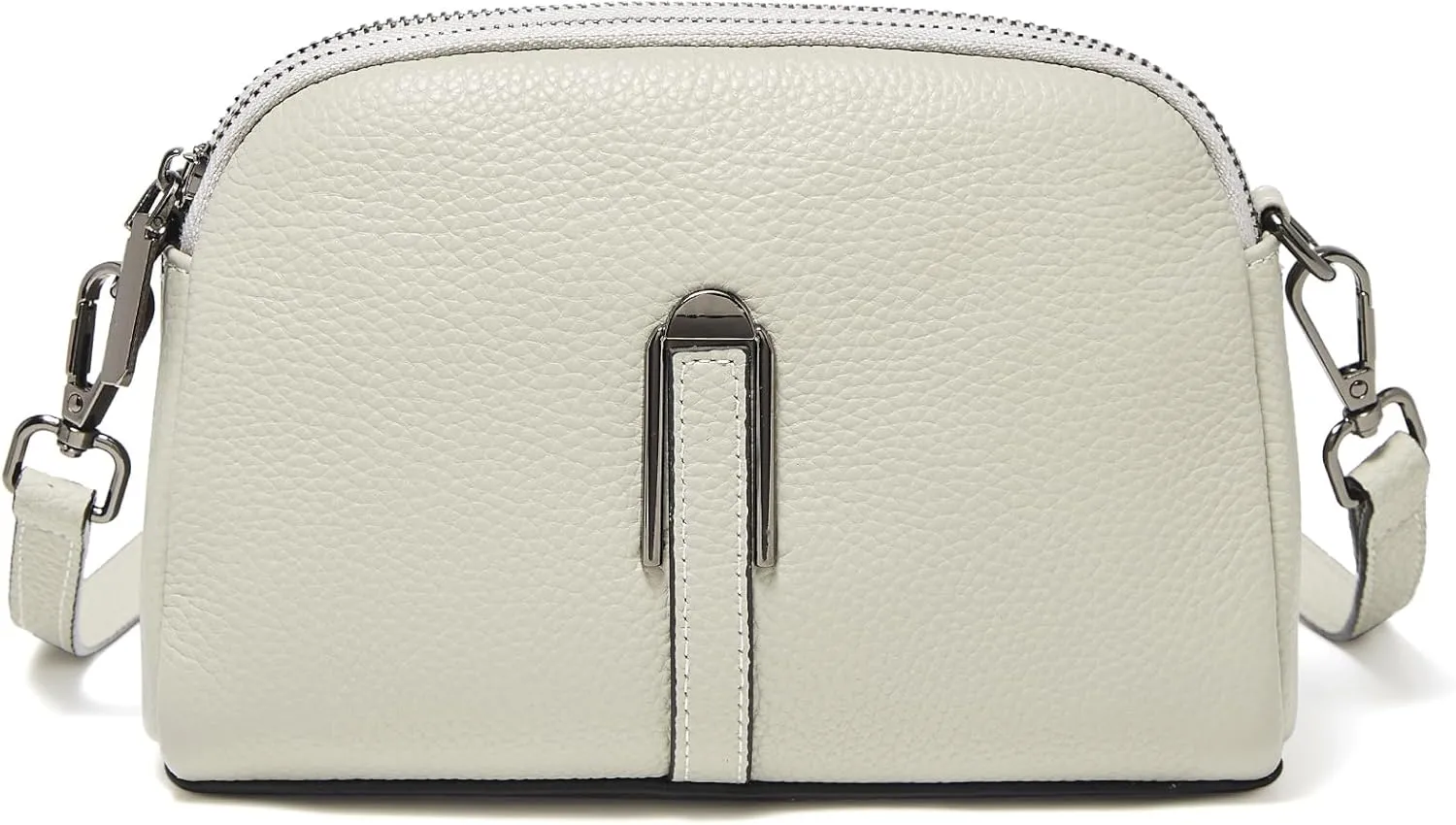 FOXLOVER Small Crossbody Bags for Women Double Zip Cell Phone Leather Handbag with Ajustable Shoulder Strap