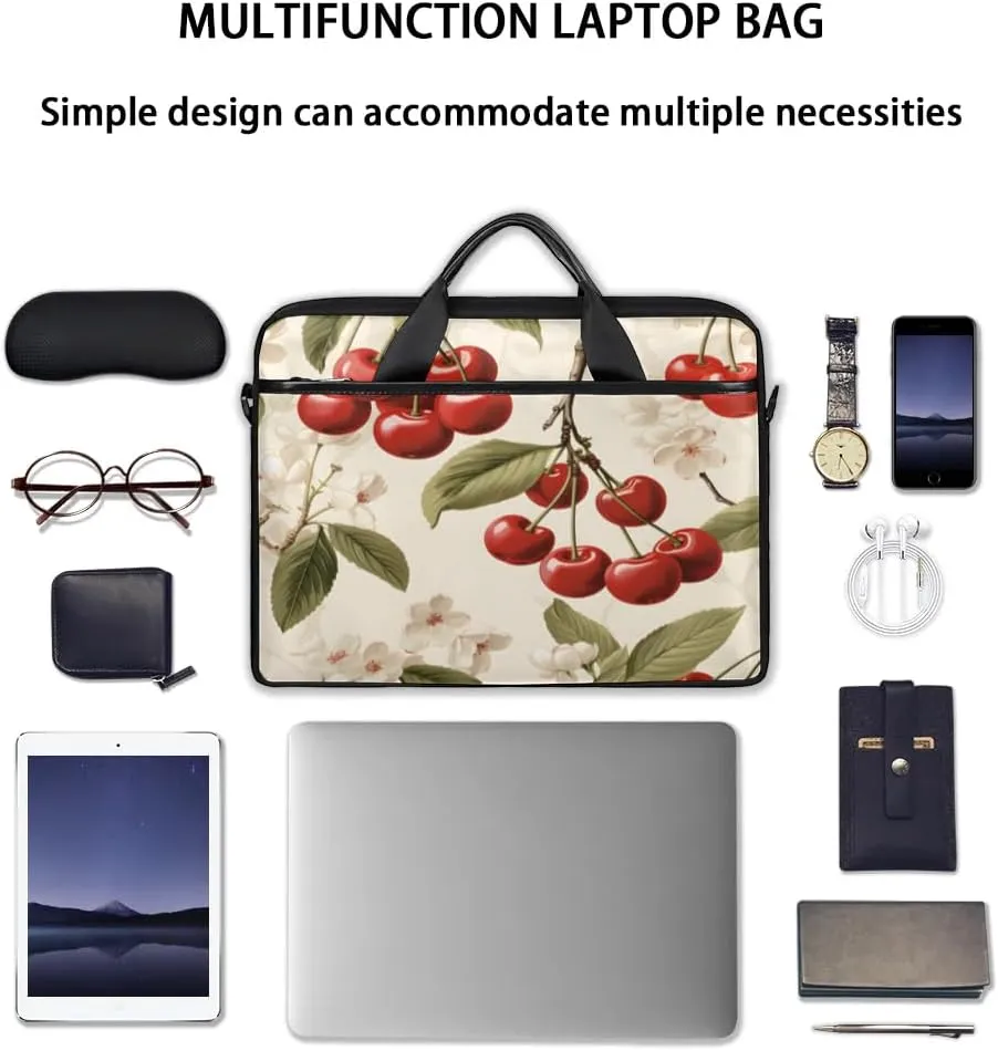 Fruit Cherry Leaves 15 Inch Laptop Bag Laptop Shoulder Bag Computer Cases for Laptops or Tablets