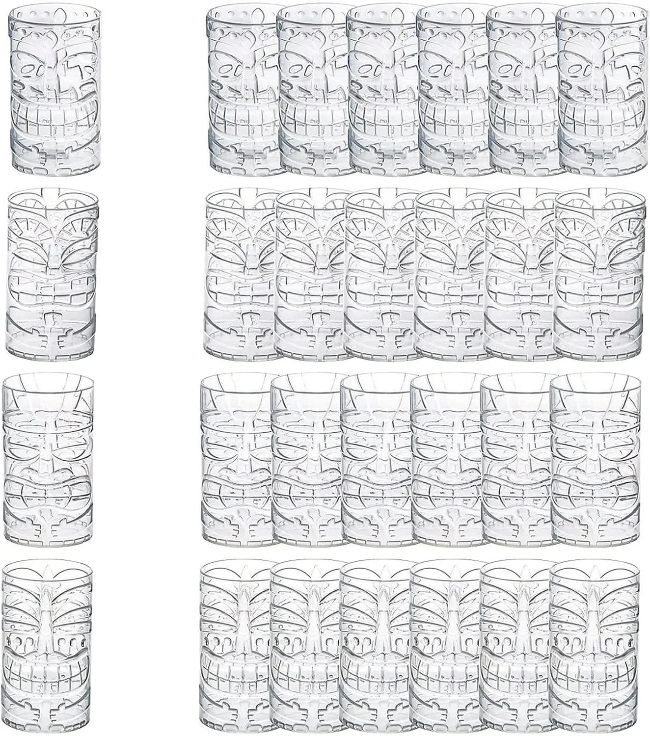 Fun Express Bulk Clear Tiki Totem Plastic Cups, 24 Piece