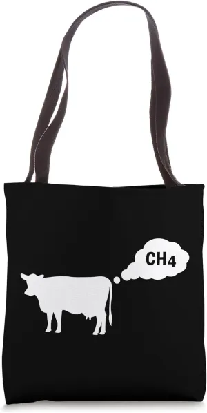Funny Sarcastic Cow Producing Ch4 Methane Gas Graphic Design Tote Bag