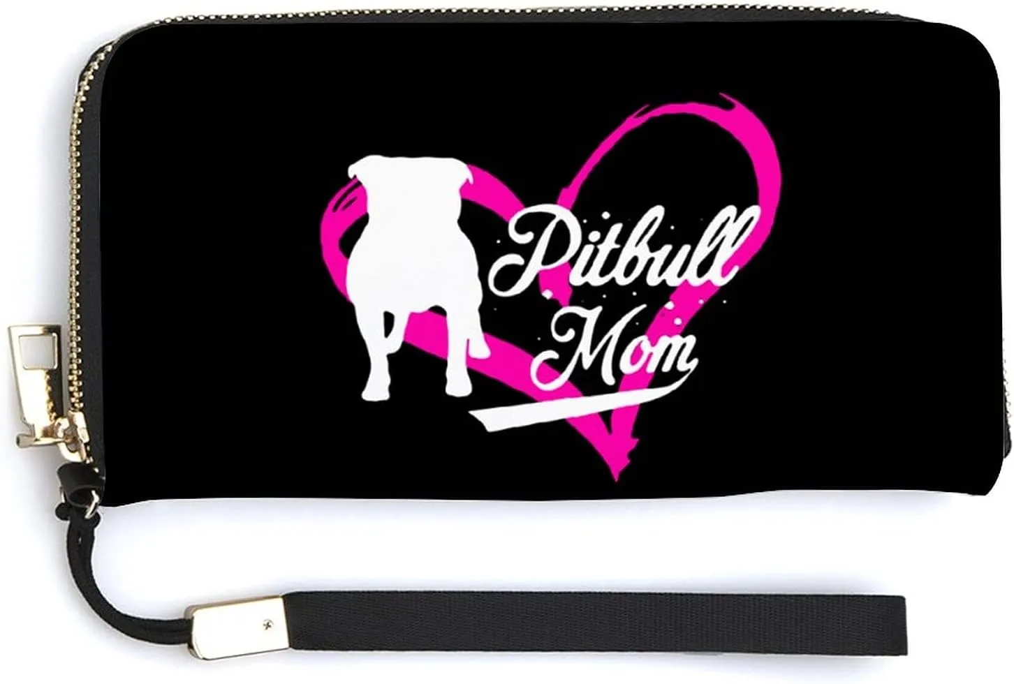 FunnyStar Proud Pitbull Mom Women’s PU Leather Wallet with Card Holders Money Organizer Zipper Purse Wristlet Handbag, 20.0*10.5cm, FunnyStar