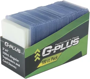 G-PLUS 100 Counts 3"X4" Card Sleeves Baseball Card Protectors,Hard Plastic Sportcards Football Game Card Holder,Collecting Trading Clear Card Sleeves 1.5MM(100 Hard Sleeves   100 Soft Sleeves)
