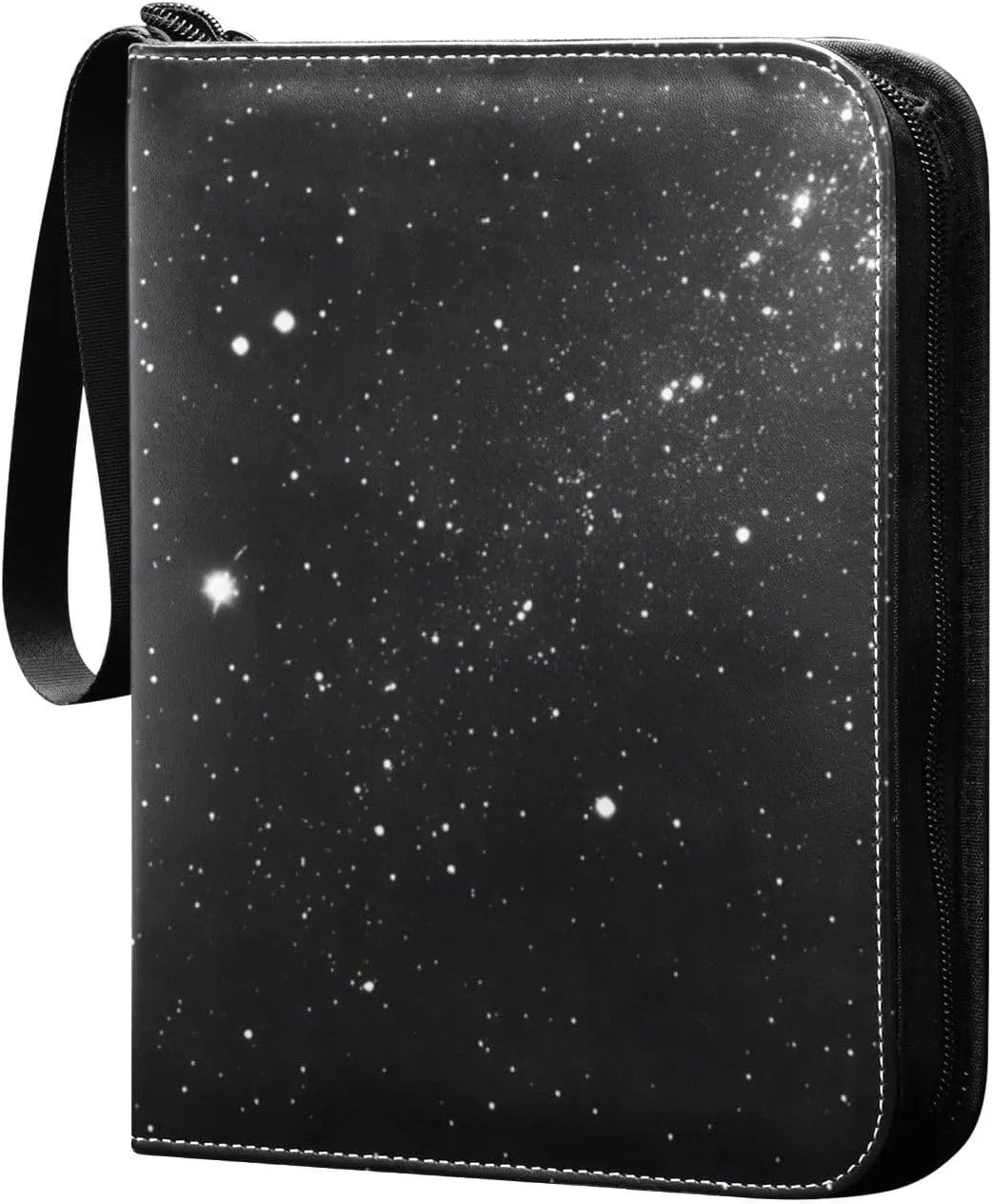 Galaxy Black Card Binder 4 Pocket Trading Card Album Fits 400 Sports/Game Cards, PU Cover 3 Ring Card Collection with 50 Removable Sleeves
