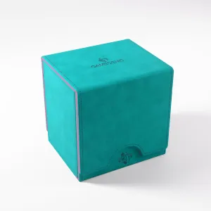 Gamegenic Sidekick Pro 100  XL Convertible - Premium Deck Box with Secure Card Storage, UV Protected Slide Card Case, Display Top Card, Extra Token Drawer, Magnetic Closure, Teal/Pink Color, Made