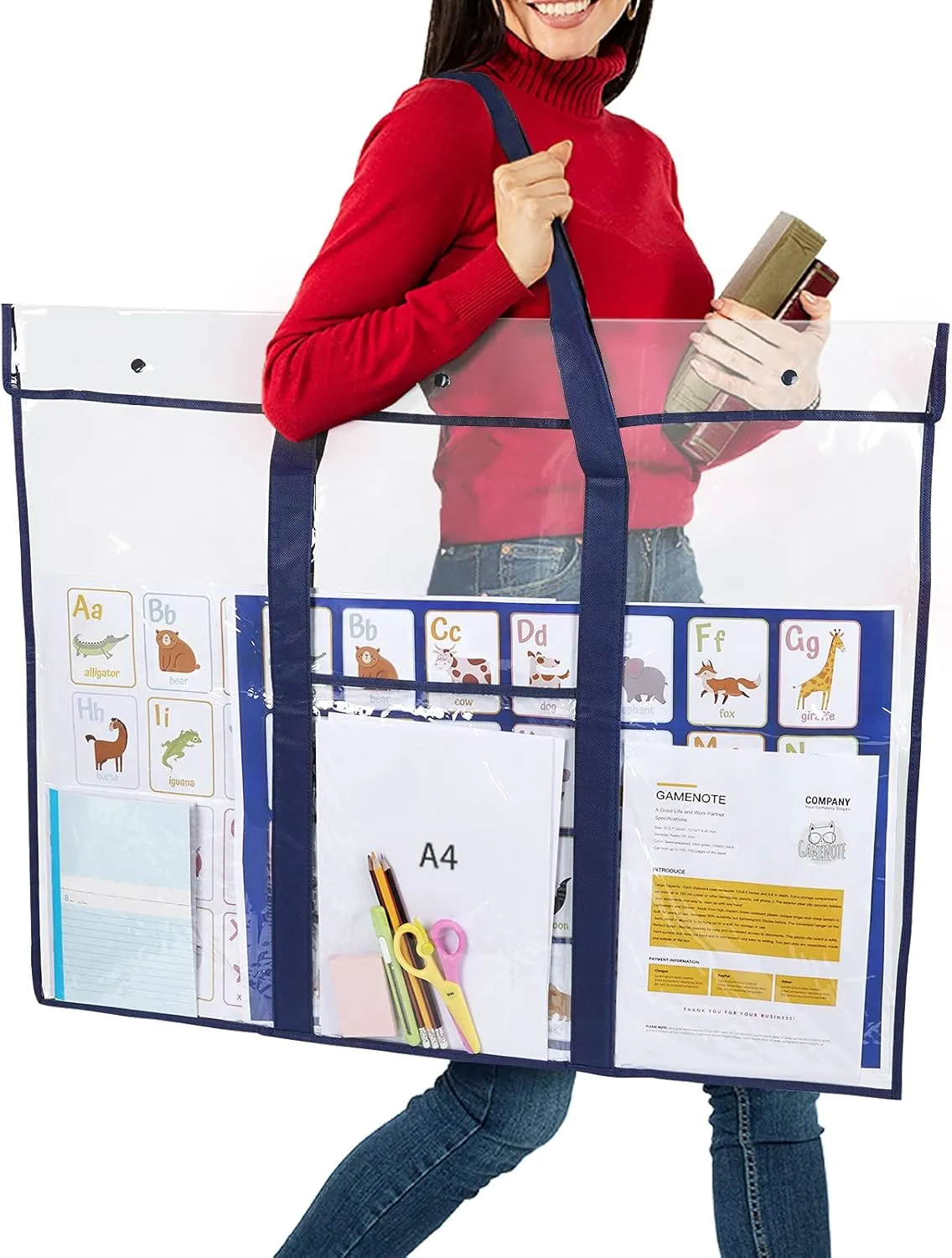 GAMENOTE 3 Pack Large Poster Storage Bag (31.5"×25.5") Bulletin Board Holder Art Portfolio Container for Teachers Classroom Organization