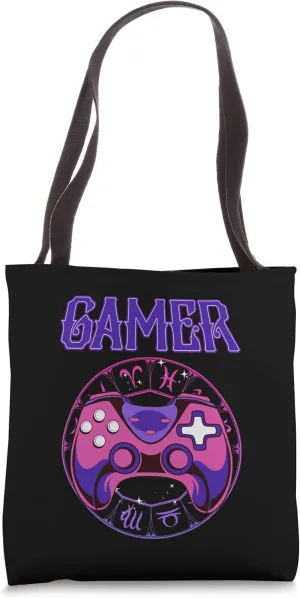 Gamer Video Controller Vaporwave Retro Vintage Horoscope Tote Bag