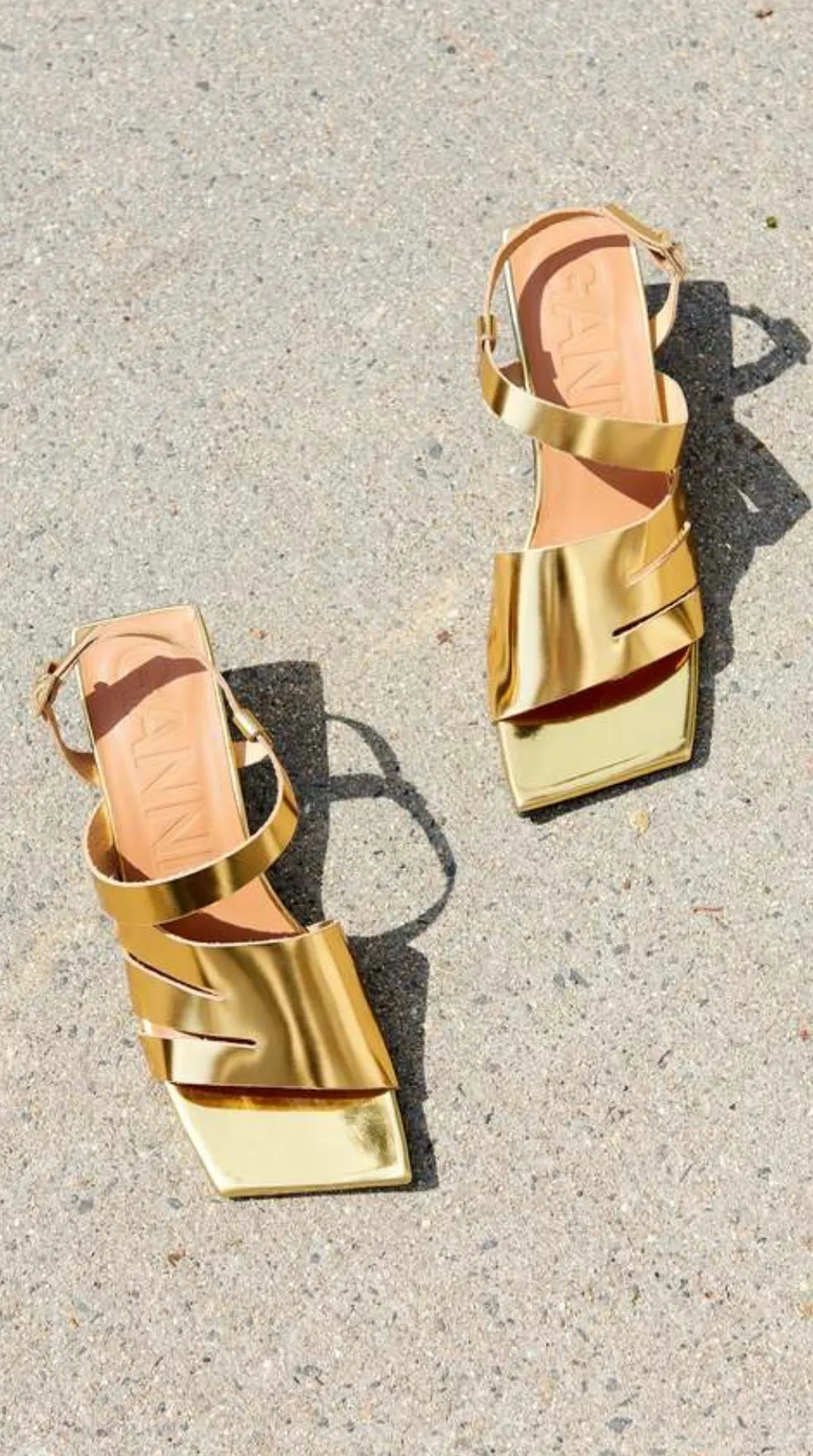 GANNI - Asymmetrical Caged Kitten Heel Sandals
