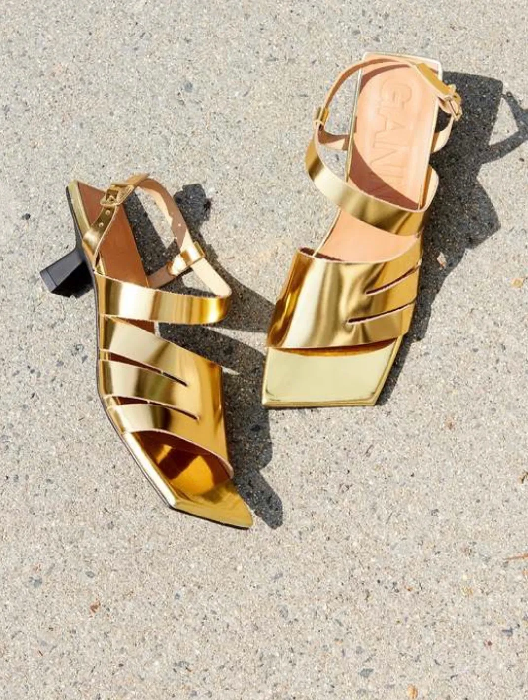 GANNI - Asymmetrical Caged Kitten Heel Sandals