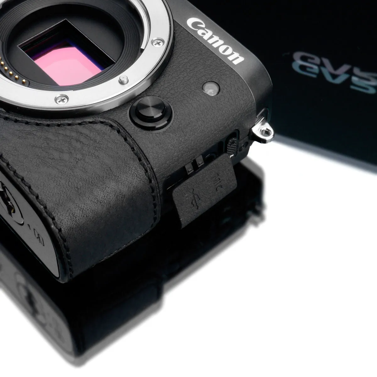 Gariz Black Leather Camera Half Case for Canon EOS M6 XS-CHEOSM6BK