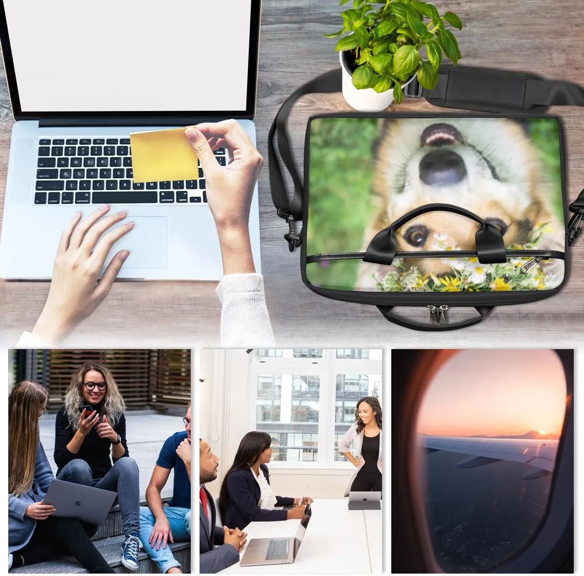 Garland Puppy Laptop Bag for Men Women 13-15 Inch Case Bags Sleeve Shoulder with Anti Slip Removable The Pad Straps(15x1x11inches)