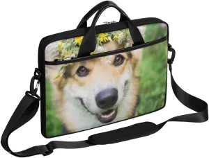 Garland Puppy Laptop Bag for Men Women 13-15 Inch Case Bags Sleeve Shoulder with Anti Slip Removable The Pad Straps(15x1x11inches)