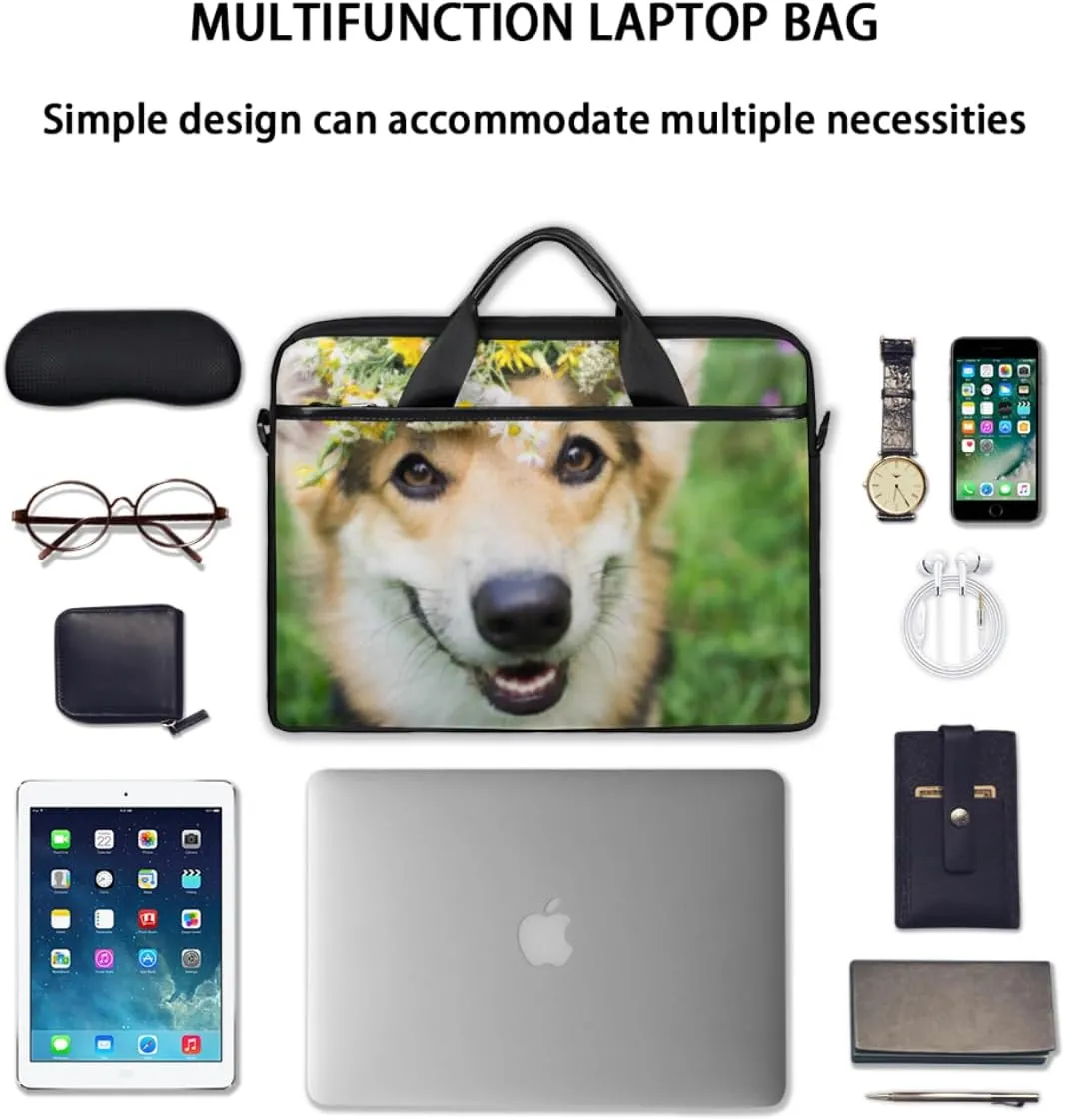 Garland Puppy Laptop Bag for Men Women 13-15 Inch Case Bags Sleeve Shoulder with Anti Slip Removable The Pad Straps(15x1x11inches)