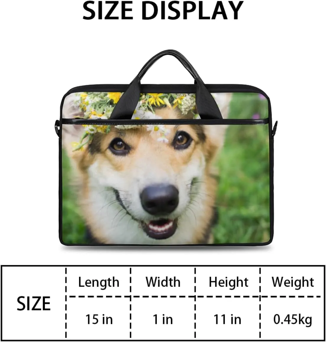 Garland Puppy Laptop Bag for Men Women 13-15 Inch Case Bags Sleeve Shoulder with Anti Slip Removable The Pad Straps(15x1x11inches)