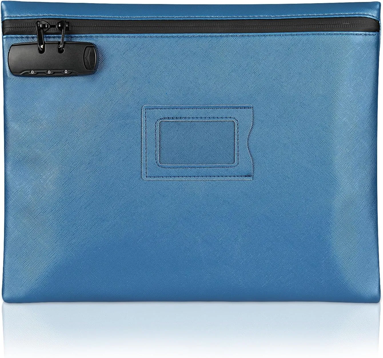 GEEDUD Heavy Duty Notary Bag with Lock, 13.6 x 10 Inches, Zipper Storage Bag for All Notary Supplies and Valuables (Blue)
