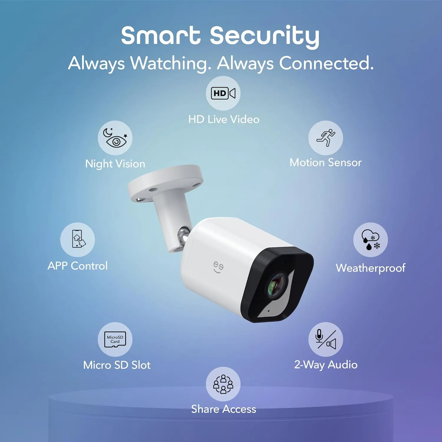 Geeni Hawk 3 Outdoor Security Camera, 1080p HD, Weatherproof, Motion Detection, Night Vision, Two-Way Audio, Alexa/Google Compatible