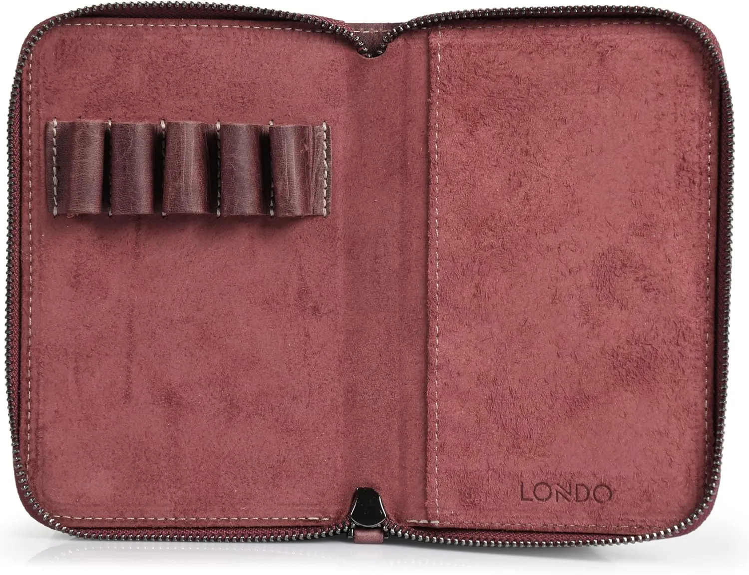 Genuine Leather Padfolio with Pencil Holder Notepad and Zipper Closure (Damson)