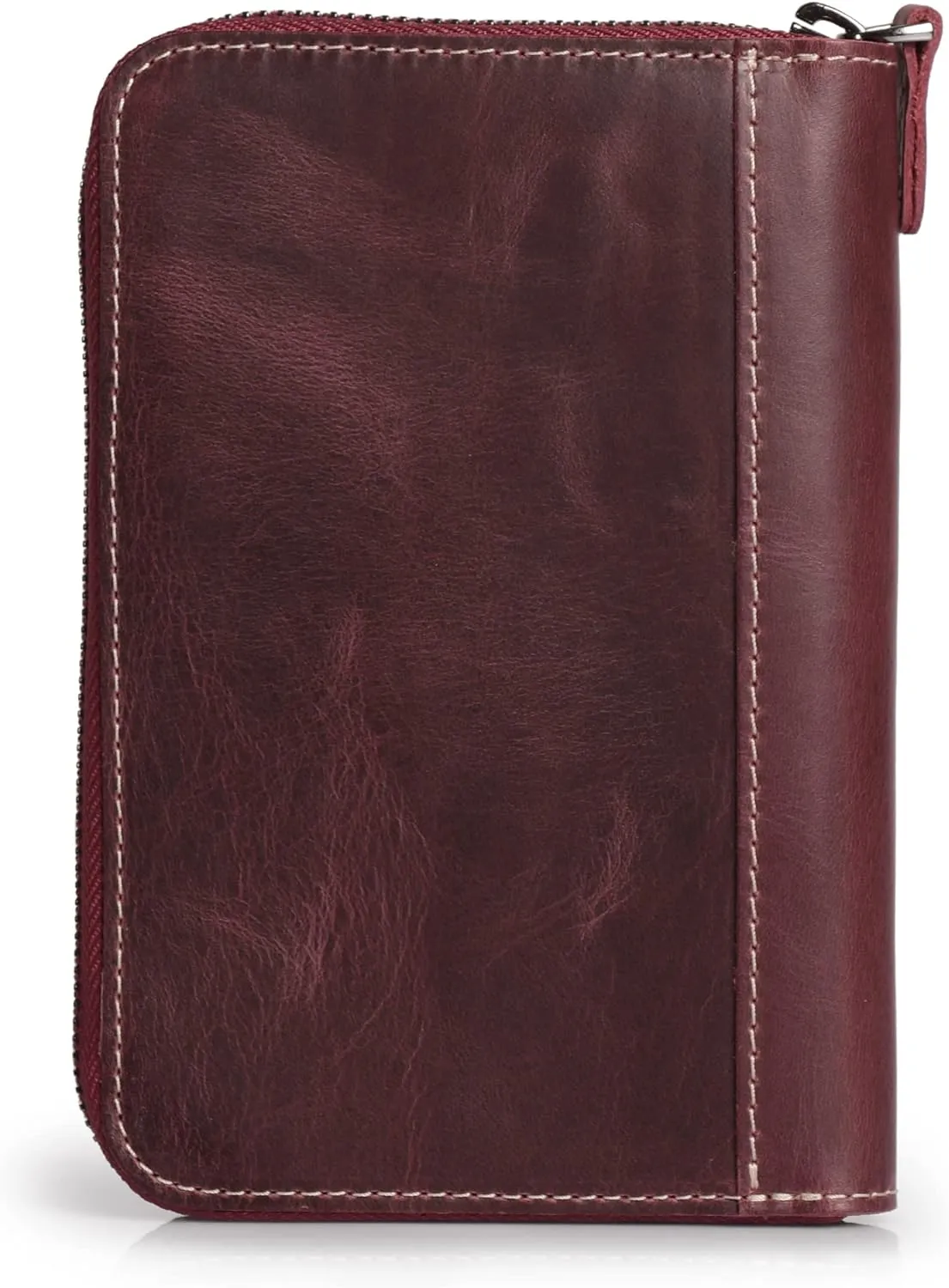 Genuine Leather Padfolio with Pencil Holder Notepad and Zipper Closure (Damson)