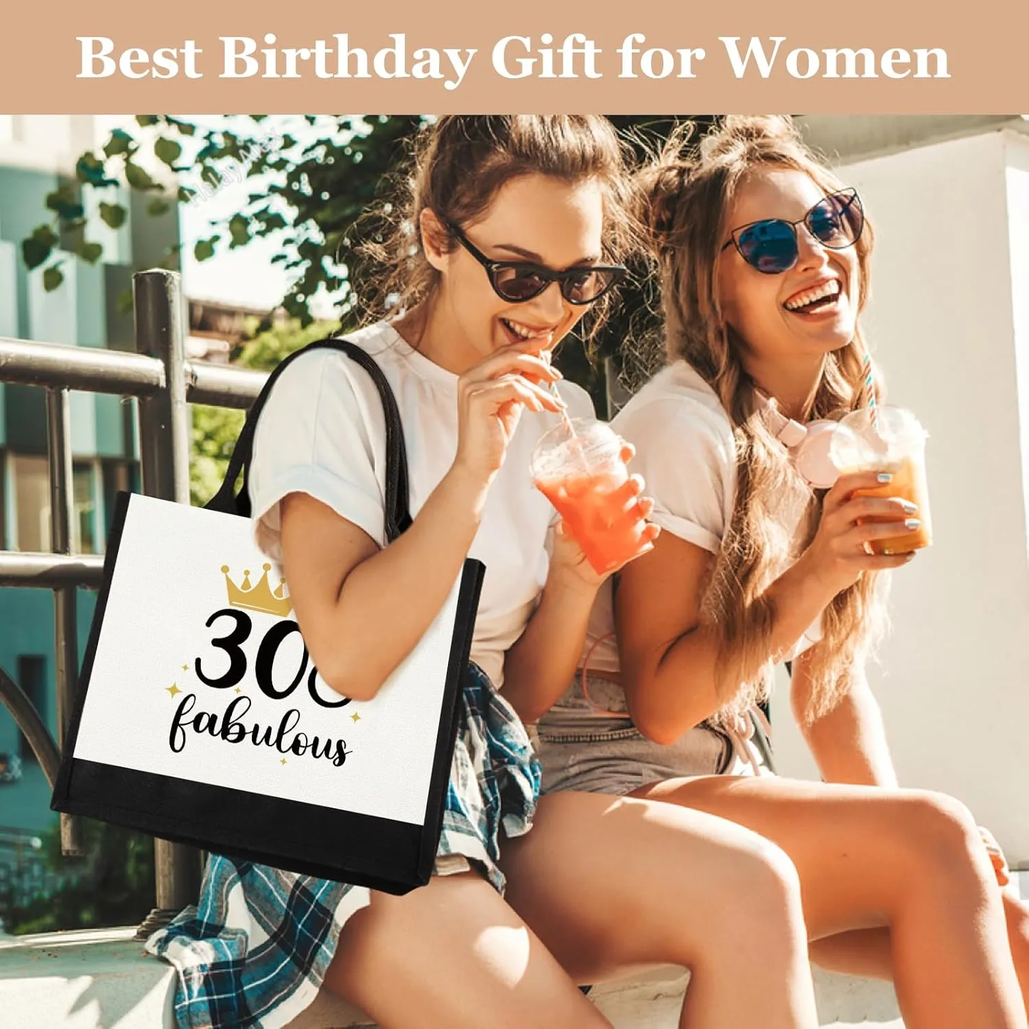 GevGuxLuo 30th Birthday Gifts for Women Canvas Tote Bag, 30 Years Old Birthday Gifts for Mom Wife Aunt Friends Her,Turning 30 Beach Bag Reusable Grocery Bag 30 fabulous Women Tote Bag