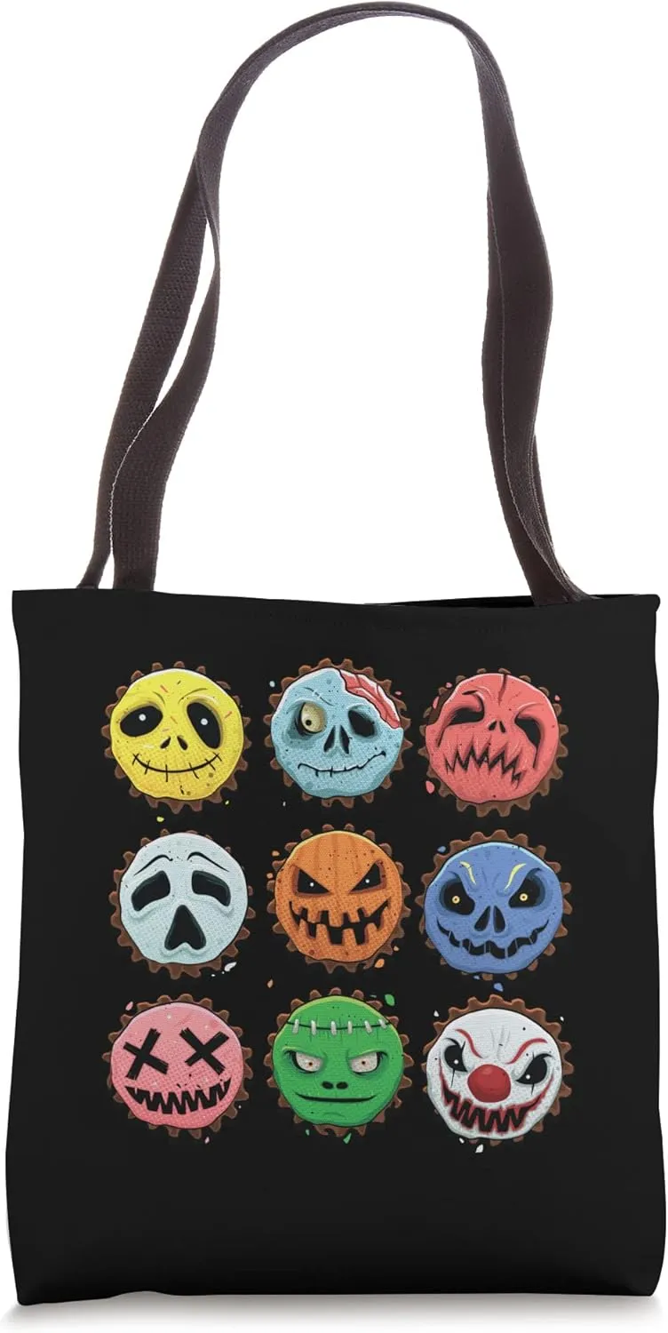 Ghoul Ghoulish Macabre Terror Fright Emoticons Halloween Tote Bag