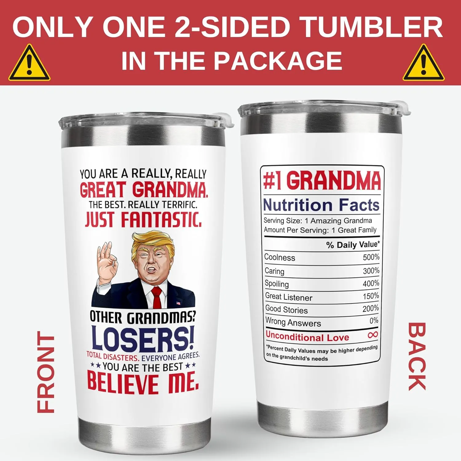 Gifts for Grandma - Birthday, Mothers Day, Christmas Grandma Gifts from Grandchildren - Gift Ideas for Grandmother from Granddaughter, Grandson, Grandkids - 20 Oz Stainless Steel Tumbler