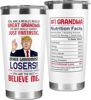 Gifts for Grandma - Birthday, Mothers Day, Christmas Grandma Gifts from Grandchildren - Gift Ideas for Grandmother from Granddaughter, Grandson, Grandkids - 20 Oz Stainless Steel Tumbler