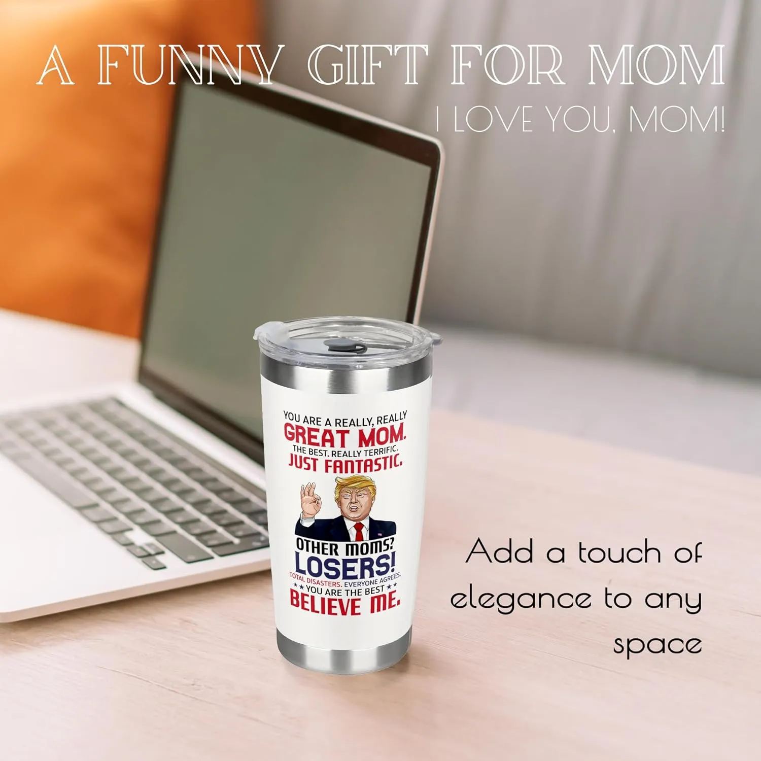 Gifts for Mom from Daughter Son - Mothers Day Gifts for Mom Wife - Birthday, Christmas Gift Ideas for Moms - Gift for Mama, Moms, Mother from Kids - 20 Oz Stainless Steel White Tumbler