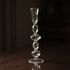GLASS Blossoms Candlestick Holder Set of 2 (Clear)