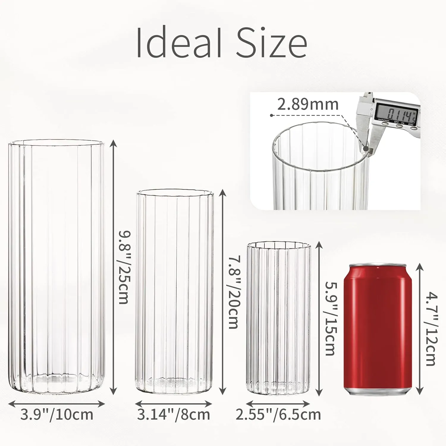 Glass Cylinder Vases for Centerpieces - Set of 18 Tall Clear Vase, Glass Candle Holders for Pillar Candles, Hurricane Candle Holder, Floating Candle Vases for Wedding, Home Decor, 6, 7.8, 10''