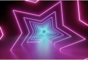 Glow Tunnel Backdrop 7x5ft Fabric Neon Birthday Party Decoration Glow in Dark Party Virtual Gradient Show Banner Rock Star Events Decor Dance Studio Backdrop