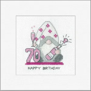 Gonk Cards - 70th Birthday/Pink (Heritage Stitchcraft)
