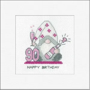Gonk Cards - 90th Birthday/Pink (Heritage Stitchcraft)