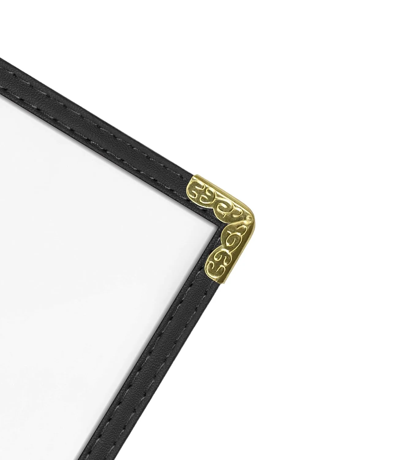 Goodsmart Restaurant Menu Covers - 25 Pack Black 2-Page/4-View 4.25" x 11", Top-Loading Vinyl Menu Holders with Clear Sleeves, Double-Stitched Edge, Leather-Style Café Covers with Gold Corners