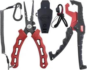 Goture Fishing Pliers, Saltwater Line Cutter with Split Ring Pliers, Fishing Hook Remover, Corrosion Resistant Fishing Needle Nose Pliers with Sheath Lanyard, Fishing Gear Gifts for Men
