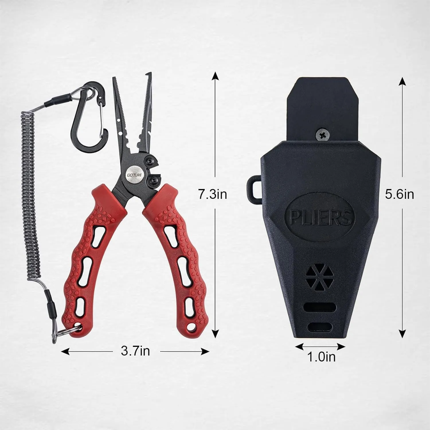 Goture Fishing Pliers, Saltwater Line Cutter with Split Ring Pliers, Fishing Hook Remover, Corrosion Resistant Fishing Needle Nose Pliers with Sheath Lanyard, Fishing Gear Gifts for Men