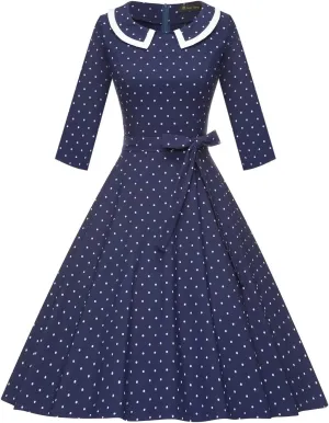 GownTown Womens Dresses 1950s Vintage Swing Stretchy Dresses with Pockets