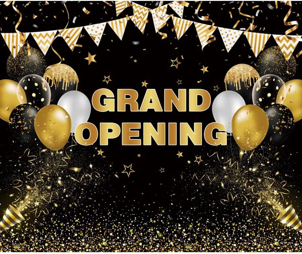 Grand Opening Backdrop 10x8ft Fabric Opening Backdrop for Retail Store Shop Business New Restaurant Grand Opening Ceremony Decor Grand Opening Event Backdrop Black Golden Grand Opening Background