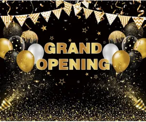 Grand Opening Backdrop 10x8ft Fabric Opening Backdrop for Retail Store Shop Business New Restaurant Grand Opening Ceremony Decor Grand Opening Event Backdrop Black Golden Grand Opening Background