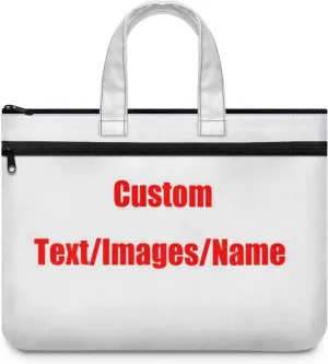 Graphic Custom Large Zipper Pouch with Handle Stylish Soft Document Storage Bag Lightweight A4 Paper Organizer Carrying Handbag Gifts for Daily Commuting