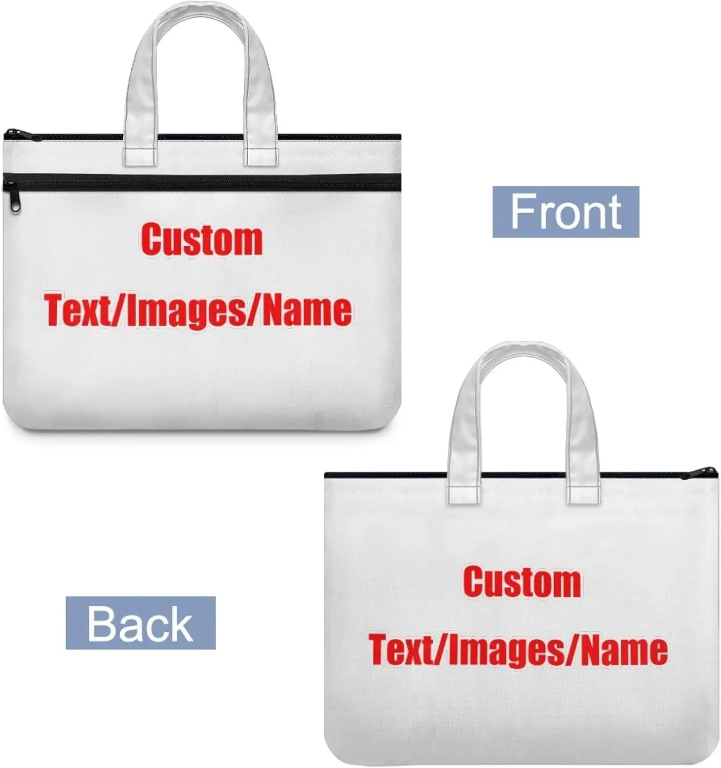 Graphic Custom Large Zipper Pouch with Handle Stylish Soft Document Storage Bag Lightweight A4 Paper Organizer Carrying Handbag Gifts for Daily Commuting