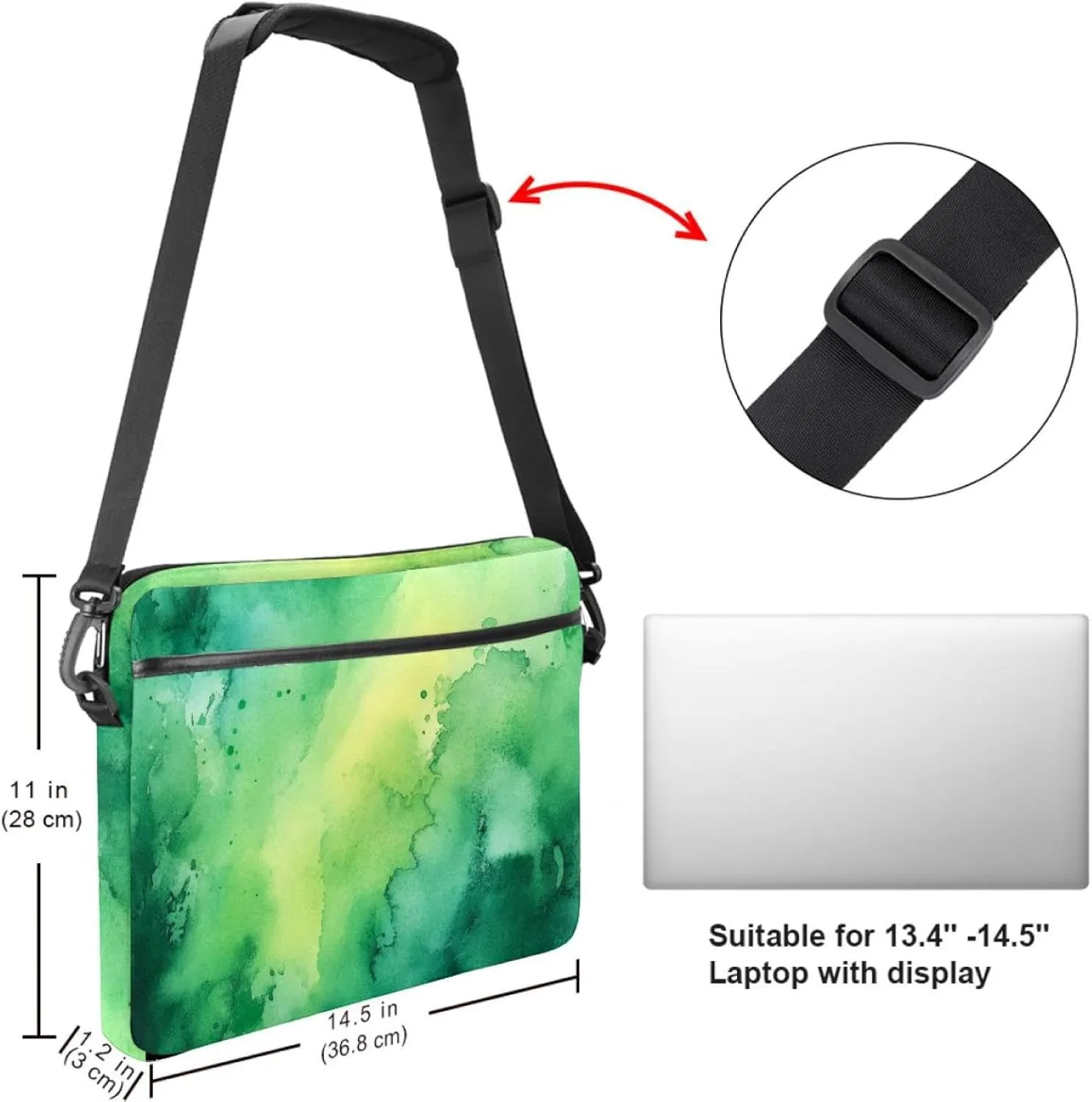 Green Puzzle Laptop Bag Case Computer Sleeve Shoulder Messenger Bag for Work School