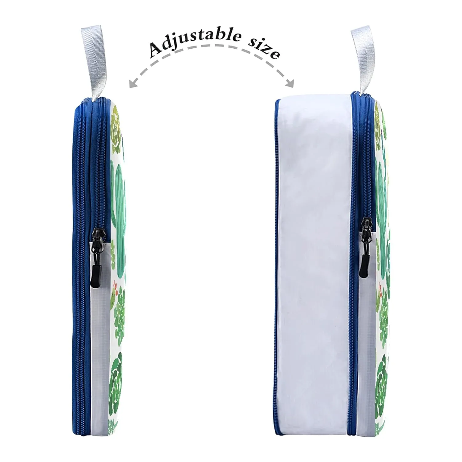 Green Watercolor Cactus and Succulent set Seamless on White 3 Set Packing Cubes, Waterproof Check Oxford cloth Organizers, Travel Packing Toiletry Storage Bag