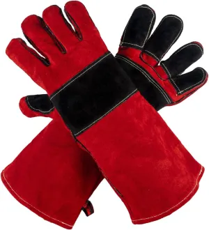 Grill Armor Welding Gloves – 16inch 932℉ - Leather Forge/Mig/Stick – Heat/Fire Resistant Gloves, Mitts/Pot Holders For Oven, Grill, BBQ, Furnace, Stove, Fireplace, Tig Welder, Animal Handling Glove