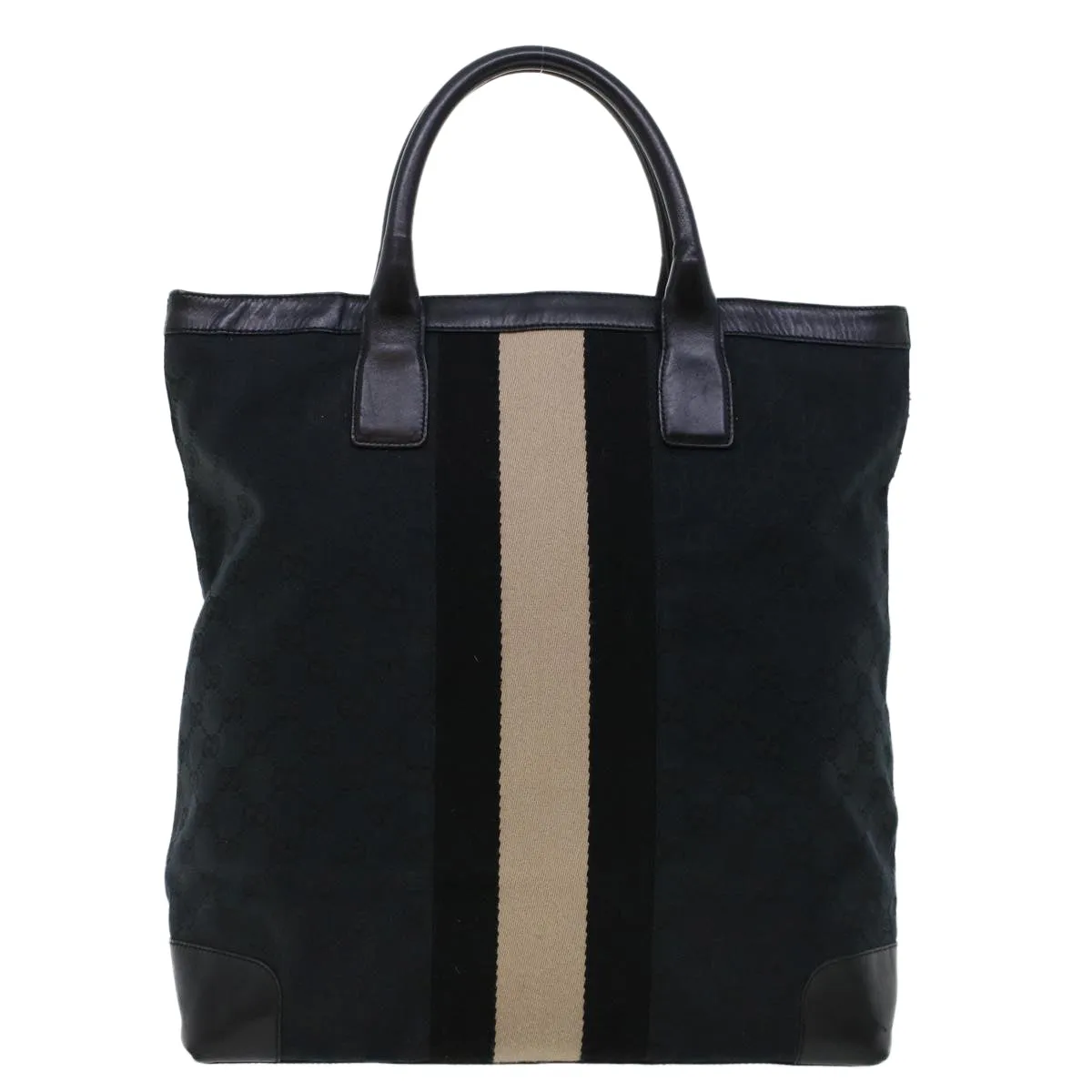 GUCCI GG Canvas Sherry Line Tote Bag Black White 002 1093 3444 th3756