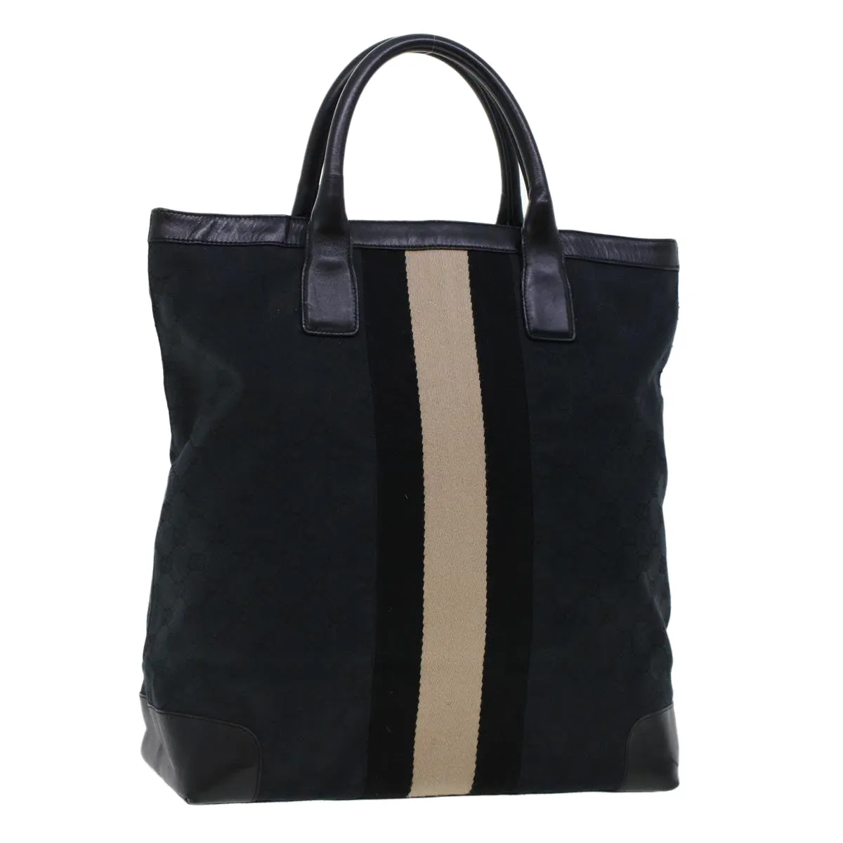 GUCCI GG Canvas Sherry Line Tote Bag Black White 002 1093 3444 th3756